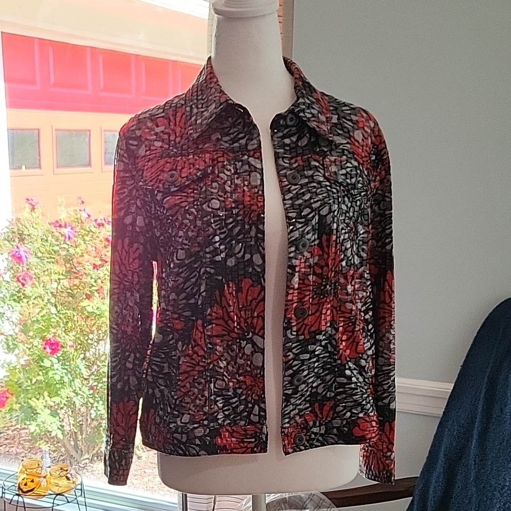 Ruby Rd. Red and Black Jean Jacket